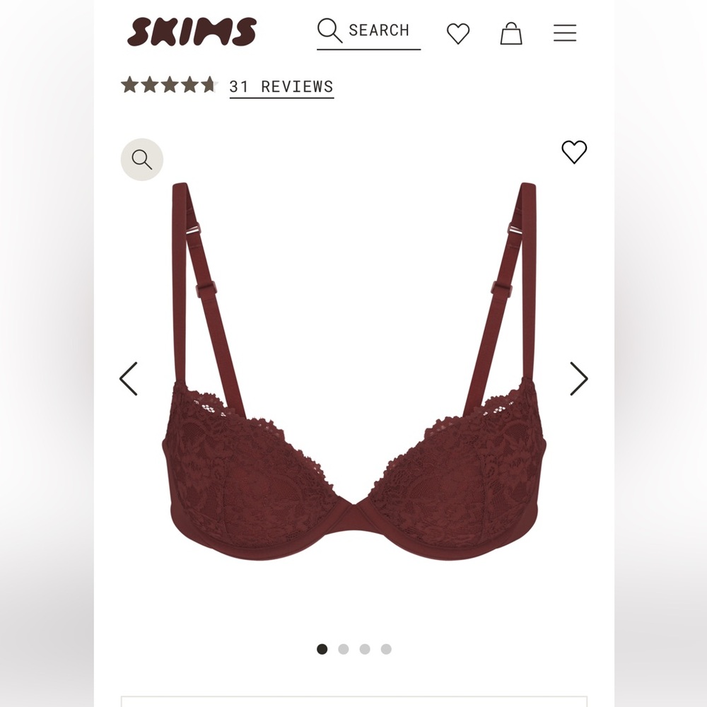 Skims Fits Everybody Lace Push-Up Bra/ Oxblood